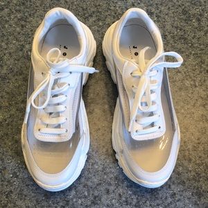 JOSHUA SANDERS Chunky Platform Leather PVC Window Sneakers Made in Italy